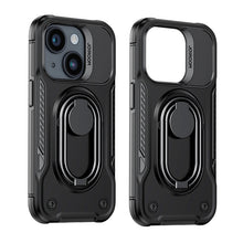 Заредете изображение във визуализатора на галерията – Joyroom Dual Hinge case for iPhone 14 armored case with a stand and a ring holder black
