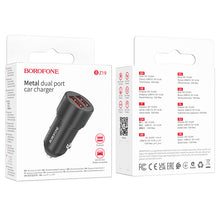 Заредете изображение във визуализатора на галерията – Borofone Car charger BZ19 Wisdom - 2xUSB - 12W black
