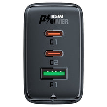 Заредете изображение във визуализатора на галерията – Acefast fast charger GaN (2xUSB-C / USB-A) PPS / PD / QC4+ 65W black (A41)
