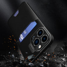 Заредете изображение във визуализатора на галерията – Leather Stand Case case for iPhone 14 Pro cover card wallet with stand black

