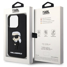 Заредете изображение във визуализатора на галерията – Original Pouch KARL LAGERFELD hardcase Rubber Ikonik 3D KLHCP14L3DRKINK for Iphone 14 Pro Black
