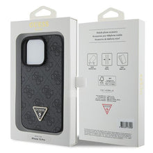 Заредете изображение във визуализатора на галерията – Original Case GUESS - hardcase Leather 4G Diamond Triangle GUHCP15XP4TDPK for Iphone 15 Pro Max Black
