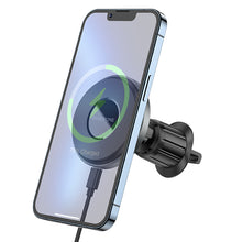 Заредете изображение във визуализатора на галерията – Borofone Car holder BH202 Seaside magnetic with induction charging to air vent mount for Magsafe black
