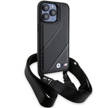 Заредете изображение във визуализатора на галерията – BMW M Edition Carbon Stripe &amp; Strap case for iPhone 15 Pro Max - black
