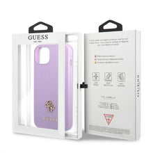Заредете изображение във визуализатора на галерията – Guess GUHCP13SPS4MU iPhone 13 mini 5.4" purple/purple hardcase Saffiano 4G Small Metal Logo

