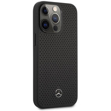 Заредете изображение във визуализатора на галерията – Mercedes MEHCP14LDELBK iPhone 14 Pro 6.1" black/black hardcase Leather Perforated
