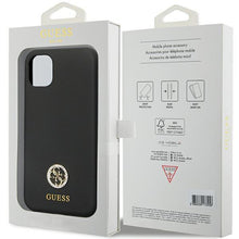 Заредете изображение във визуализатора на галерията – Guess GUHCN614DGPK Case for iPhone 11 / Xr - Black Silicone Logo Strass 4G
