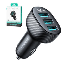 Заредете изображение във визуализатора на галерията – Joyroom JR-CCD03 3.4A car charger with 3x USB-A display - black
