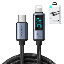 Заредете изображение във визуализатора на галерията – Lightning - USB C cable 20W 1.2m with LED display Joyroom S-CL020A16 - black
