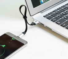 Заредете изображение във визуализатора на галерията – Baseus Nimble flat cable USB / USB-C cable with holder 2A 0.23M black (CATMBJ-01) - TopMag
