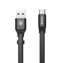 Заредете изображение във визуализатора на галерията – Baseus Nimble flat cable USB / USB-C cable with holder 2A 0.23M black (CATMBJ-01) - TopMag
