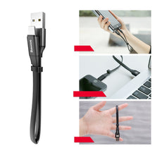 Заредете изображение във визуализатора на галерията – Baseus Nimble Flat Portable USB / Lightning Cable with Buckle 2A 0,23M black (CALMBJ-B01) - TopMag
