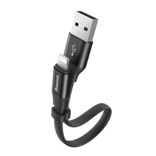Заредете изображение във визуализатора на галерията – Baseus Nimble Flat Portable USB / Lightning Cable with Buckle 2A 0,23M black (CALMBJ-B01) - TopMag
