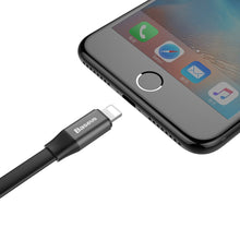 Заредете изображение във визуализатора на галерията – Baseus Nimble Flat Portable USB / Lightning Cable with Buckle 2A 0,23M black (CALMBJ-B01) - TopMag
