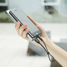 Заредете изображение във визуализатора на галерията – Baseus Nimble Flat Portable USB / Lightning Cable with Buckle 2A 0,23M black (CALMBJ-B01) - TopMag
