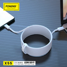 Заредете изображение във визуализатора на галерията – Foneng Cable X55 - Type C to Type C - PD 60W 2 metres white
