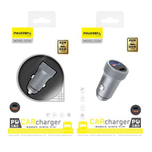 Заредете изображение във визуализатора на галерията – PAVAREAL car charger USB 5A + USB C PD 20W PA-CC59 silver

