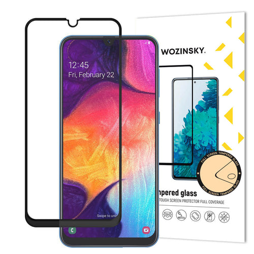 Wozinsky Tempered Glass Full Glue Super Tough Screen Protector Full Coveraged with Frame Case Friendly for Samsung Galaxy A50 / Galaxy A30s / A30 black - TopMag