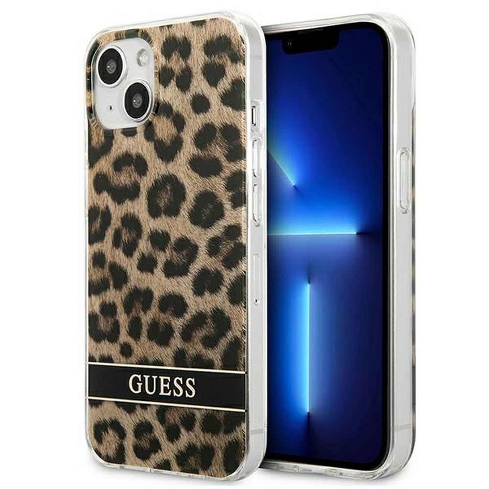 Оригинален гръб Guess за iphone 13 (leopard electro stripe / brown) - TopMag