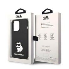 Заредете изображение във визуализатора на галерията – Original KARL LAGERFELD Case Silicone Choupette KLHCP14LSNCHBCK for Iphone 14 Pro black
