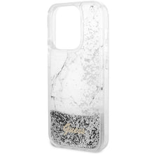 Заредете изображение във визуализатора на галерията – Original Case GUESS Liquid Glitter 4G Transculent GUHCP14XLCSGSGH for Iphone 14 Pro Max white
