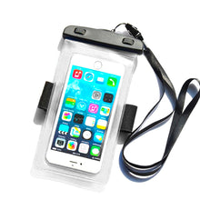 Заредете изображение във визуализатора на галерията – Waterproof case with a PVC phone band - transparent

