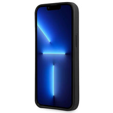 Заредете изображение във визуализатора на галерията – Original faceplate case GUESS GUHCP13MPSATPK for iPhone 13 (Saffiano Double Card Triangle / black)
