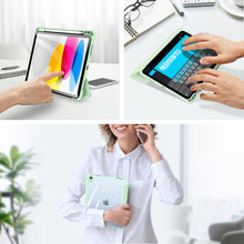 Заредете изображение във визуализатора на галерията – Dux Ducis Toby case for iPad 10.9'' 2022 (10 gen.) cover with space for Apple Pencil stylus smart cover stand green
