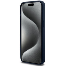 Заредете изображение във визуализатора на галерията – BMW Silicone Metal Logo case for iPhone 15 Pro Max - navy blue
