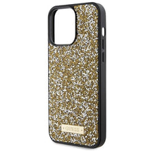 Заредете изображение във визуализатора на галерията – Guess Rhinestone Metal Logo case for iPhone 15 Pro Max - yellow
