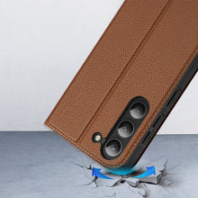 Заредете изображение във визуализатора на галерията – Dux Ducis Skin X2 case Samsung Galaxy S23+ flip case wallet stand brown
