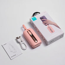 Заредете изображение във визуализатора на галерията – Joyroom powerbank 10000mAh Colorful Series 22.5W with 2 built-in USB C and Lightning cables pink (JR-L012)
