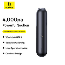 Заредете изображение във визуализатора на галерията – Baseus A0 Pro 4000Pa HEPA wireless car vacuum cleaner - black
