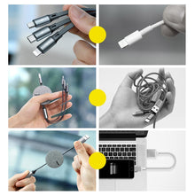 Заредете изображение във визуализатора на галерията – Baseus Fabric Retractable USB - micro USB / Lightning / USB-C Cable with 3.5A 1,2M grey (CAMLT-BYG1) - TopMag
