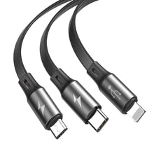 Заредете изображение във визуализатора на галерията – Baseus Fabric Retractable USB - micro USB / Lightning / USB-C Cable with 3.5A 1,2M grey (CAMLT-BYG1) - TopMag
