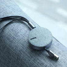 Заредете изображение във визуализатора на галерията – Baseus Fabric Retractable USB - micro USB / Lightning / USB-C Cable with 3.5A 1,2M grey (CAMLT-BYG1) - TopMag
