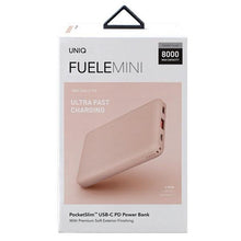 Заредете изображение във визуализатора на галерията – Uniq Powerbank Fuele mini 8000mAh USB-C 18W PD Fast charge pink/pink
