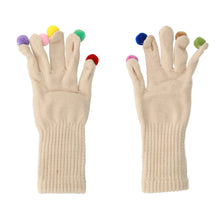 Заредете изображение във визуализатора на галерията – Gloves for touch screens with pom poms BEIGE
