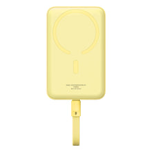 Заредете изображение във визуализатора на галерията – Baseus Magnetic Mini MagSafe 10000mAh 30W powerbank with built-in Lightning cable - yellow + Baseus Simple Series USB-C - USB-C 60W 0.3m cable
