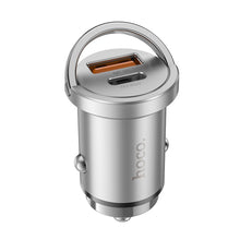 Заредете изображение във визуализатора на галерията – HOCO car charger USB QC 3.0 + Type C PD 45W NZ10 silver
