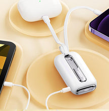 Заредете изображение във визуализатора на галерията – Joyroom powerbank 10000mAh Colorful Series 22.5W with 2 built-in USB C and Lightning cables white (JR-L012)
