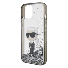 Заредете изображение във визуализатора на галерията – Original KARL LAGERFELD Case Liquid Glitter Ikonik KLHCP15SLKKNSK for Iphone 15 Transparent
