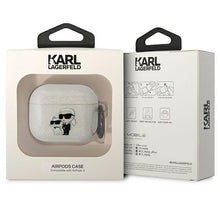 Заредете изображение във визуализатора на галерията – Karl Lagerfeld KLA3HNKCTGT Airpods 3 cover transparent Gliter Karl&amp;Choupette
