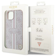 Заредете изображение във визуализатора на галерията – Guess 4G Printed Stripes MagSafe case for iPhone 15/14/13 - pink
