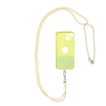 Заредете изображение във визуализатора на галерията – Swing pendant for the phone with adjustable length / cord length 165cm (max 82.5cm in the loop) / on the shoulder or neck - gray-yellow
