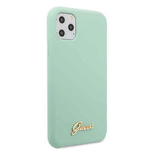 Заредете изображение във визуализатора на галерията – Guess GUHCN58LSLMGG iPhone 11 Pro zielony/green hard case Silicone Vintage Gold Logo
