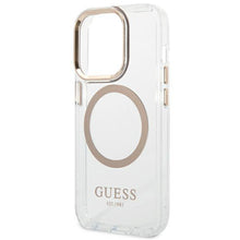 Заредете изображение във визуализатора на галерията – Guess GUHMP14XHTRMD iPhone 14 Pro Max 6.7 "gold / gold hard case Metal Outline Magsafe

