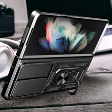 Заредете изображение във визуализатора на галерията – Hybrid Armor Camshield case for Samsung Galaxy Z Fold 4 armored case with camera cover blue
