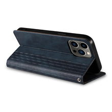 Заредете изображение във визуализатора на галерията – Magnet Strap Case iPhone 14 Pro Flip Wallet Mini Lanyard Stand Blue
