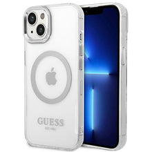 Заредете изображение във визуализатора на галерията – Guess GUHMP14SHTRMS iPhone 14 6.1" silver/silver hard case Metal Outline Magsafe
